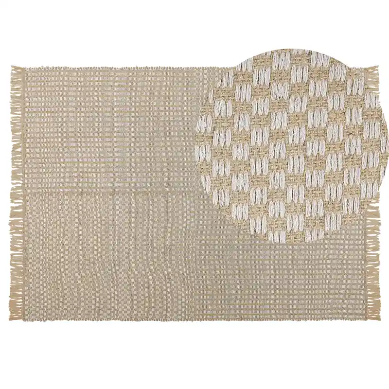 ADABAG - Laagpolig vloerkleed - Lichtbeige - 140 x 200 cm - Katoen Uitverkoop