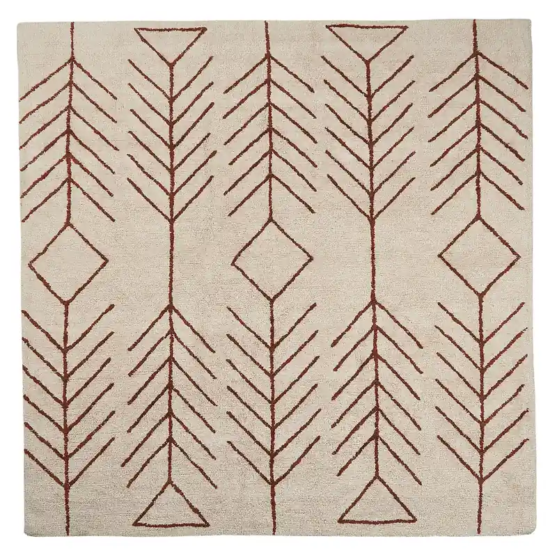 AKOREN - Laagpolig vloerkleed - Beige - 200 x 200 cm - Katoen Exclusief