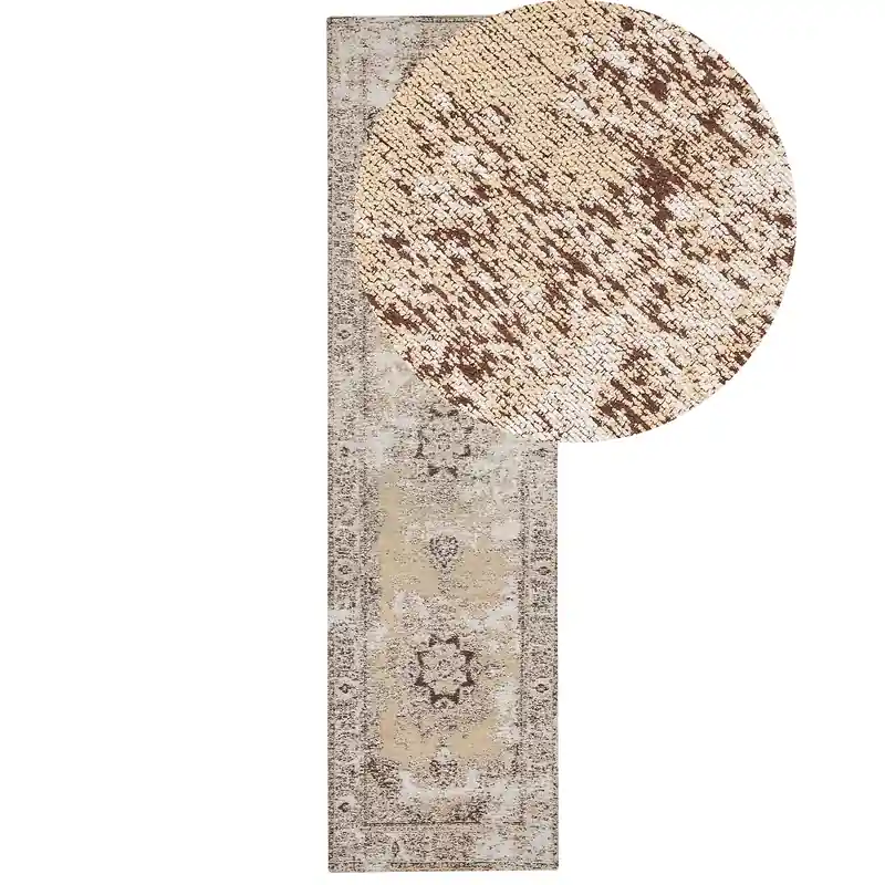 ALMUS - Laagpolig vloerkleed - Lichtbeige - 80 x 300 cm - Katoen Aanbieding
