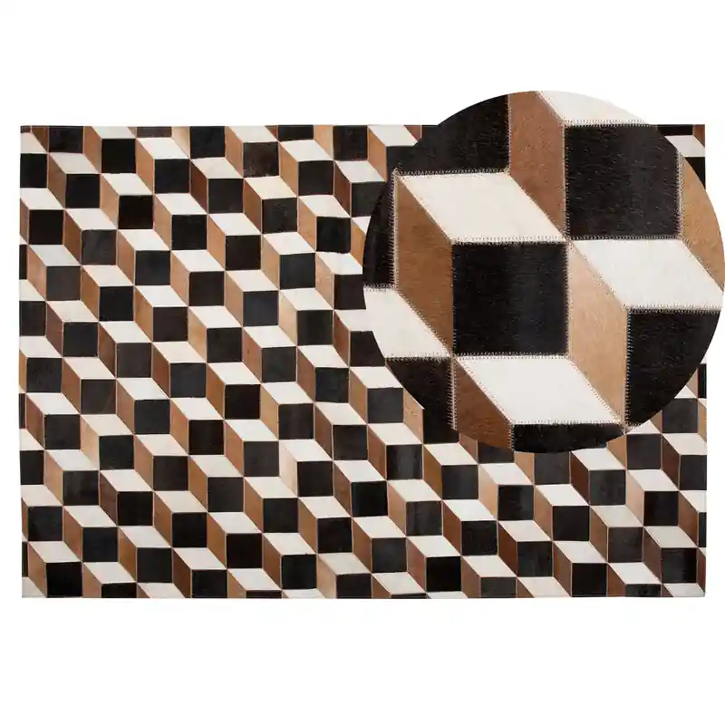 ALPKOY - Patchwork vloerkleed - Zwart - 140 x 200 cm - Koeienhuid leer Rechtstreeks Van De Fabrikant