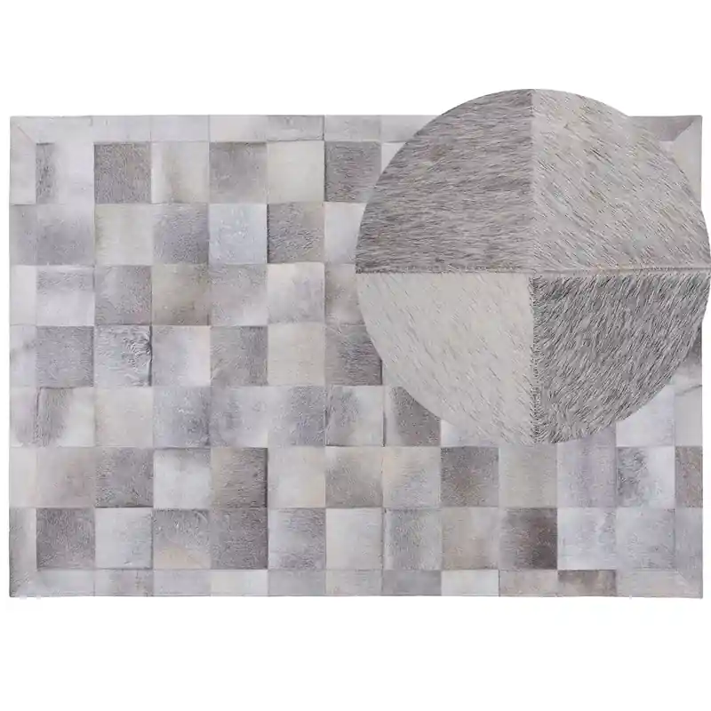 ALACAM - Patchwork vloerkleed - Grijs - 160 x 230 cm - Koeienhuid Populair