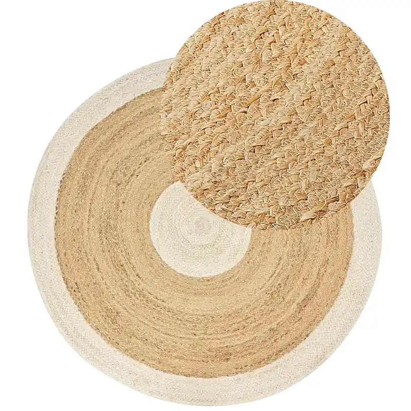 YAYALAR - Laagpolig vloerkleed - Gebroken wit - 140 cm - Jute Speciale Aanbieding