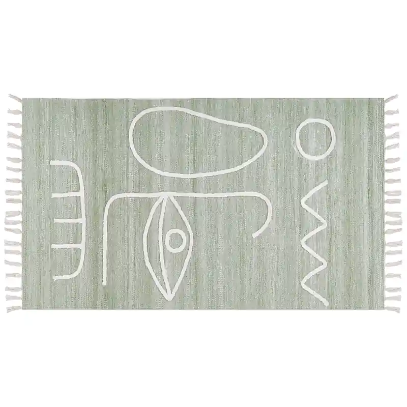 Ambachtelijk YAVU - Modern vloerkleed - Lichtgroen - 80 x 150 cm - Polyester