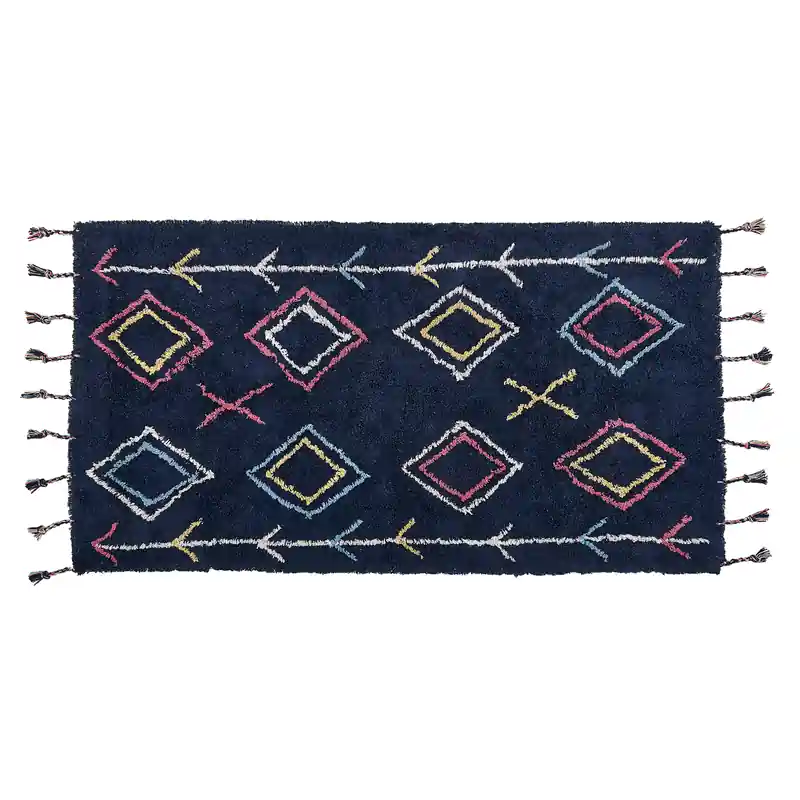 Aanbieding CORUM - Laagpolig vloerkleed - Zwart - 80 x 150 cm - Katoen