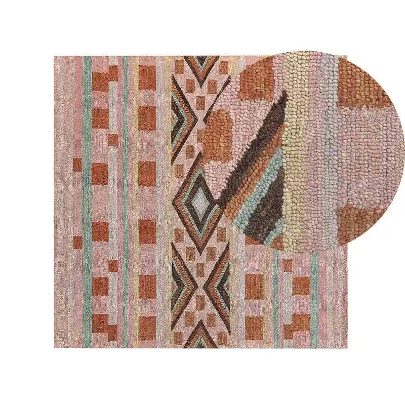 YOMRA - Vloerkleed - Multicolor - 200 x 200 cm - Wol Gereduceerde Prijs