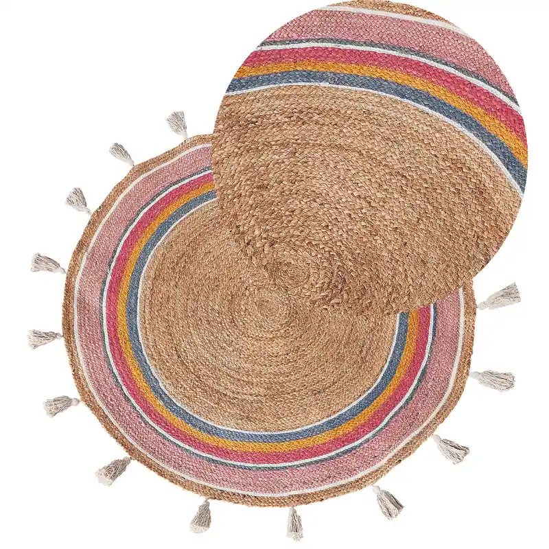 ZANAVI - Laagpolig vloerkleed - Meerkleurig - 120 cm - Jute Nieuwe Collectie