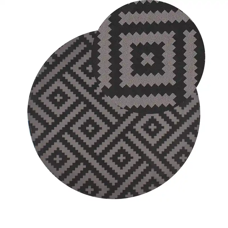 AJMER - Outdoor vloerkleed - Grijs/Zwart - 120 cm - Polypropyleen Beperkt Aanbod