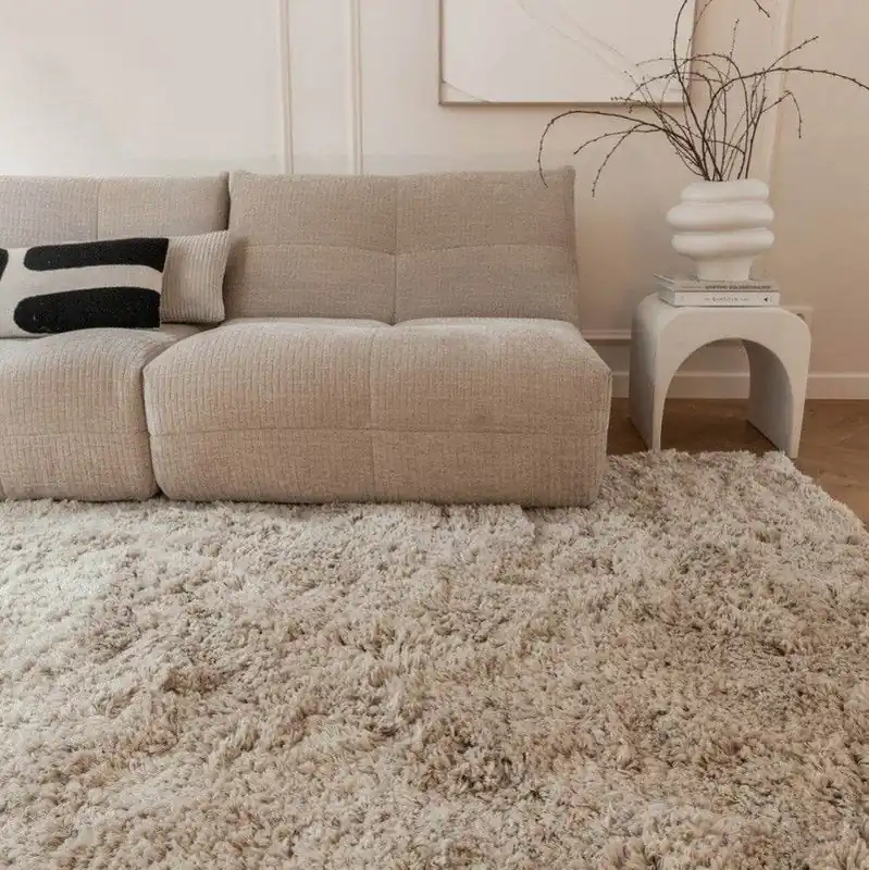 Populair Hoogpolig Vloerkleed Pilo Beige Polyester Interieur05