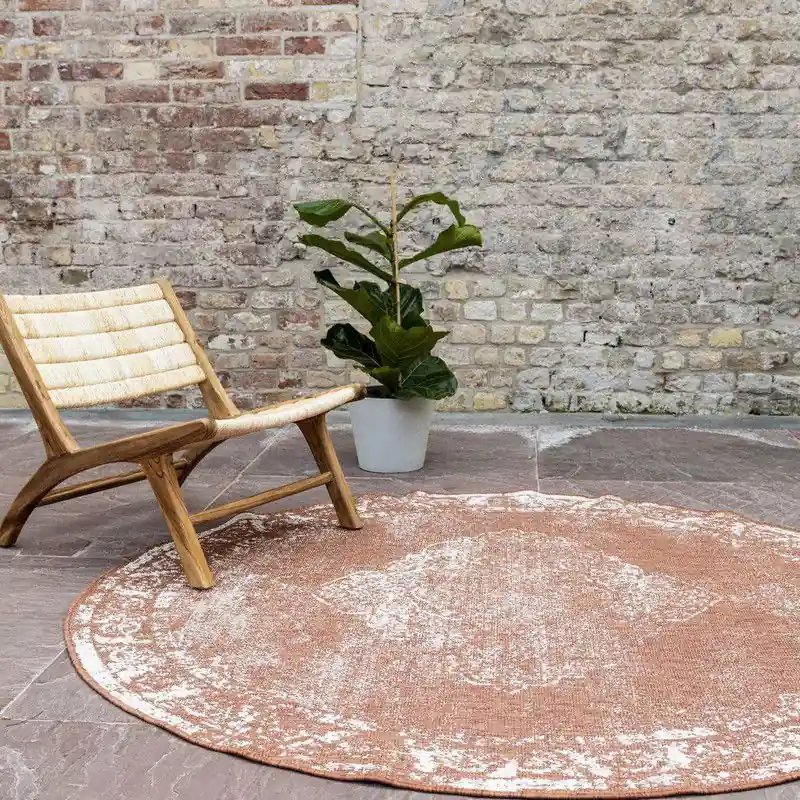 Gratis Verzending Rond Buiten vloerkleed sage - Roest- dubbelzijdig - EVA Interior Roest; Oranje - Polypropyleen - Rond 240 Ø - (XXL)
