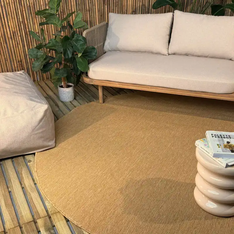 Favoriet Rond buitenkleed Tone geel/okergeel - Interieur05 - Polypropyleen - Rond 240 Ø - (XL)