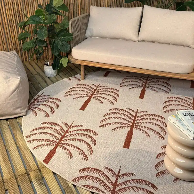 Rond buitenkleed Oase roest - Interieur05 Roest; Rood - Polypropyleen Groothandel