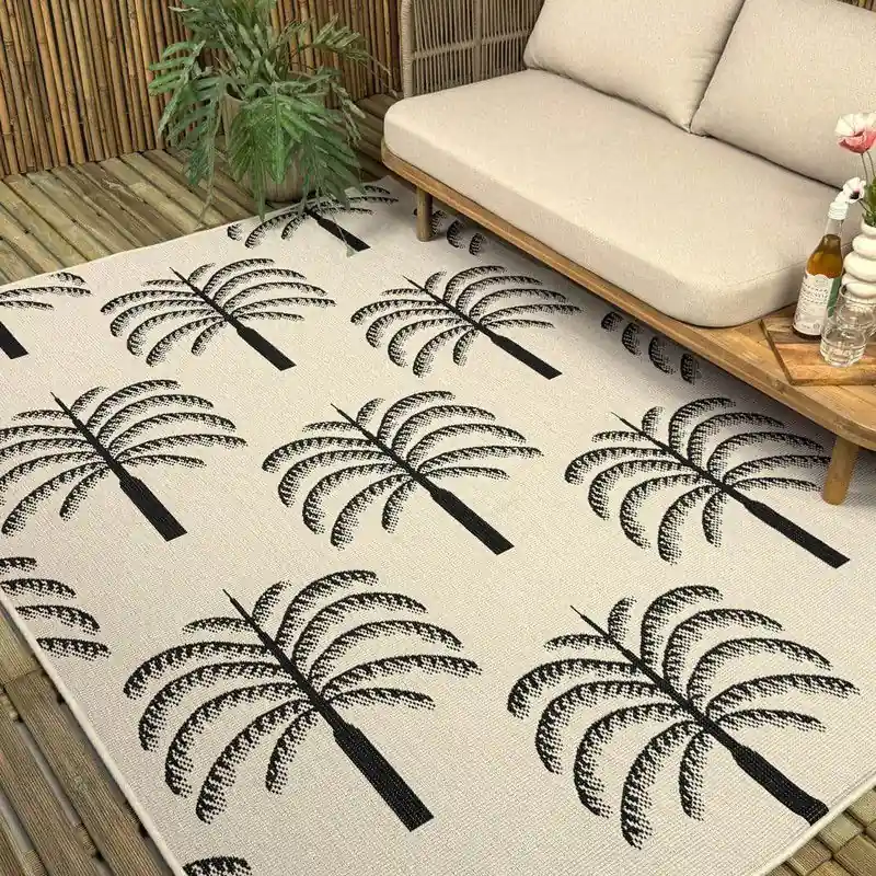 Meest Verkocht Buitenkleed Oase zwart/wit - Interieur05 Zwart; Wit - Polypropyleen