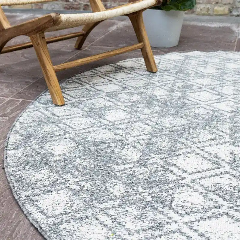 Plaats Bestelling Rond Buitenkleed Frost - Grijs/wit - dubbelzijdig - EVA Interior Grijs; Wit - Polypropyleen