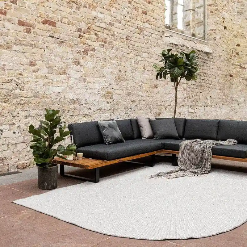 Buitenkleed Ronde hoek - Mono - Grijs/Wit - Dubbelzijdig - EVA Interior - Polypropyleen Premium