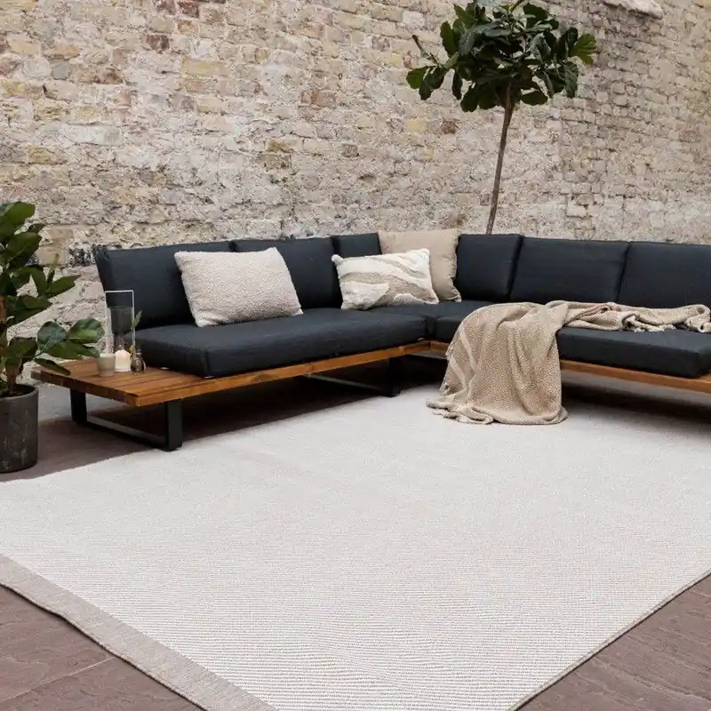 Exclusieve Aanbieding Buitenkleed Border - Naturel/Wit - dubbelzijdig - EVA Interior - Polypropyleen - 200 x 290 cm - (L)