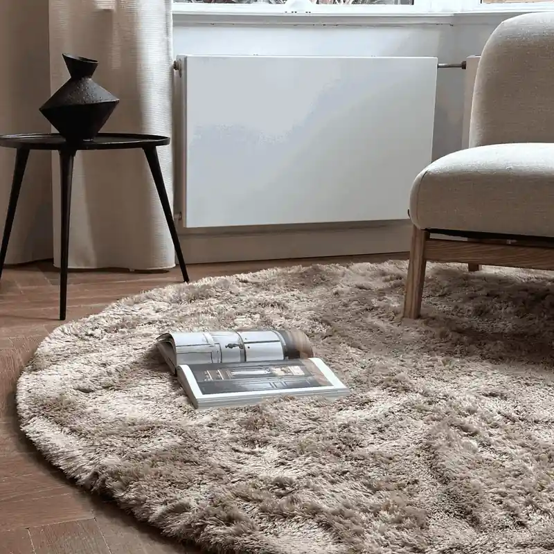 Rond hoogpolig vloerkleed Odelia bruin/taupe - Interieur05 Bruin; Taupe - Polyester - Rond 240 Ø - (XL) Finale Uitverkoop