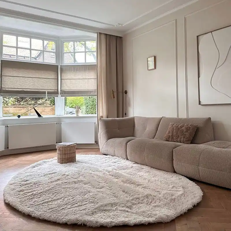 Hoogpolig Organisch vloerkleed Furr Stone beige - Interieur05 - Polyester - 200 x 290 cm - (L) Direct Beschikbaar