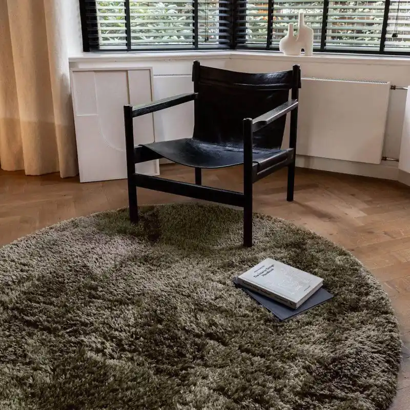 Limited Edition Rond Hoogpolig vloerkleed Fender Groen - Polyester - Rond 200 Ø - (L)