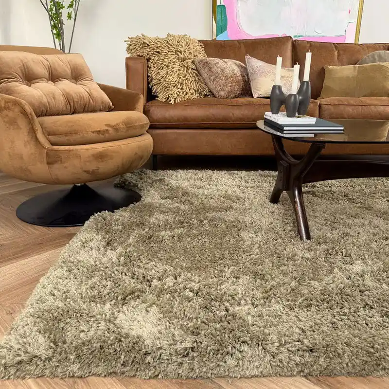 Meest Verkocht Hoogpolig vloerkleed Pilo groen polyester Interieur05 - 240 x 340 cm - (XL)