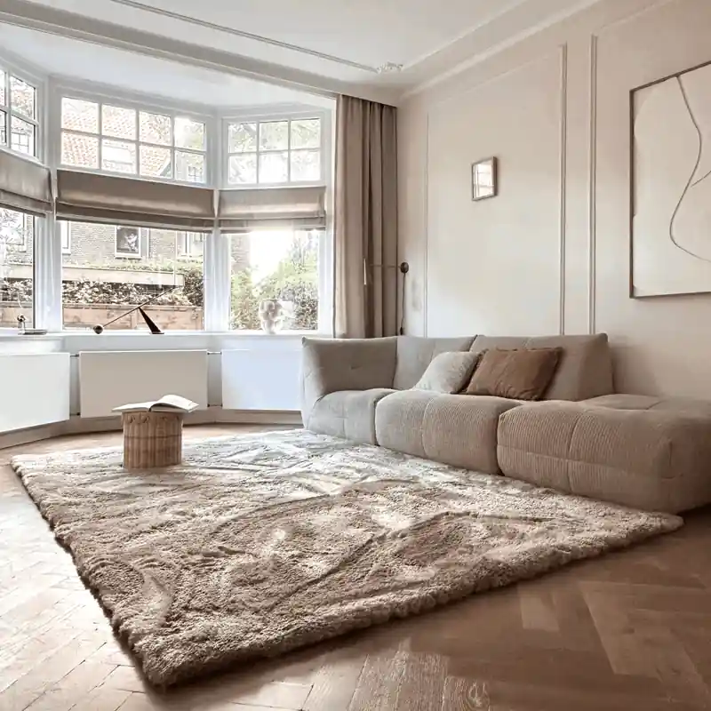 Hoogpolig vloerkleed Odelia stone - Interieur05 Beige; Wit - Polyester - 160 x 230 cm - (M) Superprijs
