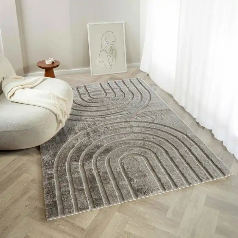 Favoriet Zacht hoogpolig vloerkleed - Bohemian Arches Taupe - 200 x 290 cm