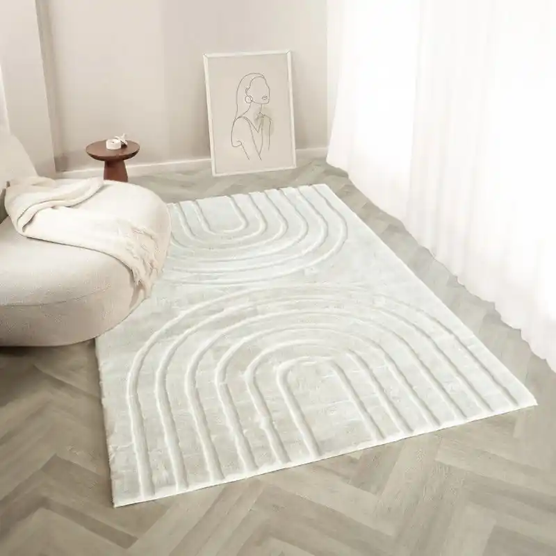 Goedkoop Zacht hoogpolig vloerkleed - Bohemian Arches Crème - 200 x 290 cm
