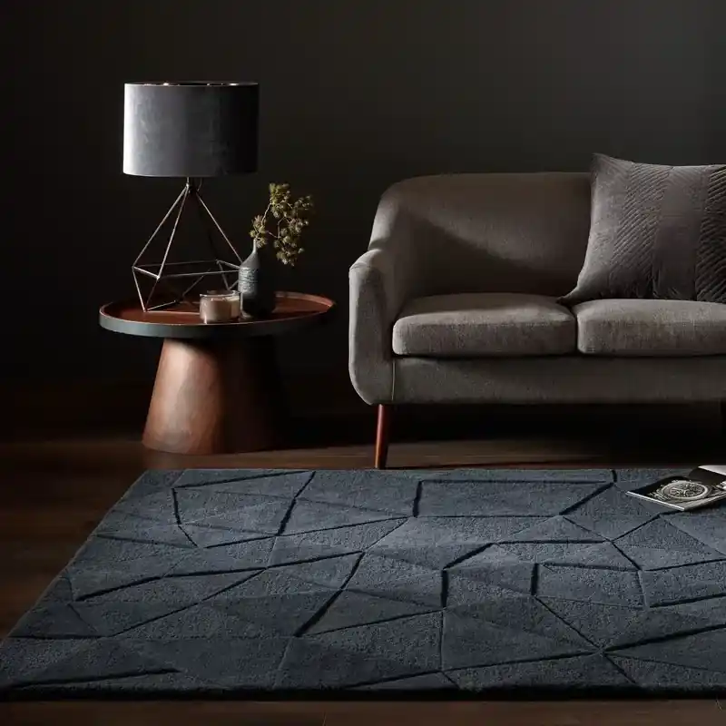 Korting Shard vloerkleed - Laagpolig - 100% Wol - Geo Modern - Grijs Charcoal - 160 X 230 CM