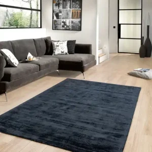 Lumbini Effen Viscose Zwart vloerkleed - Handgeweven - 200 X 290 CM Bestel Nu