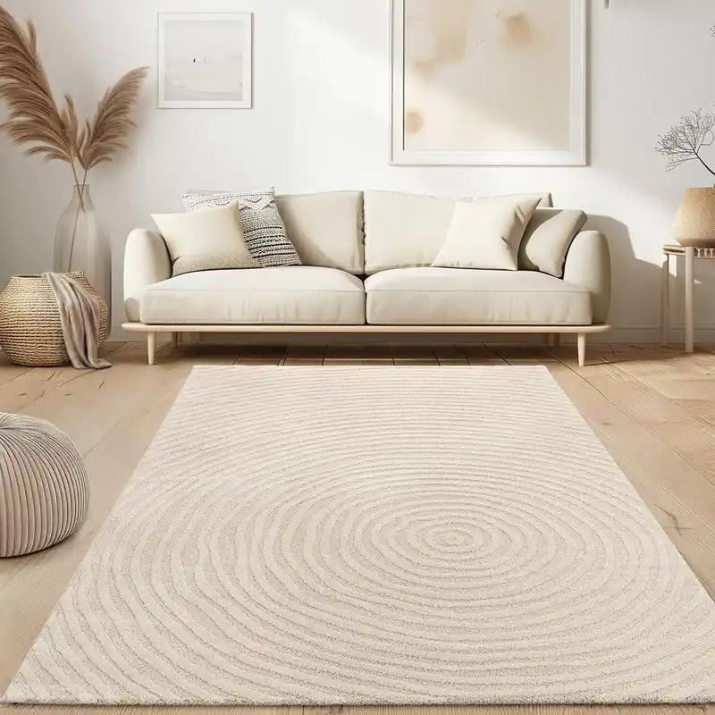 Laagpolig Japandi Vloerkleed Aubela - Creme - 160x220 cm Shop Nu