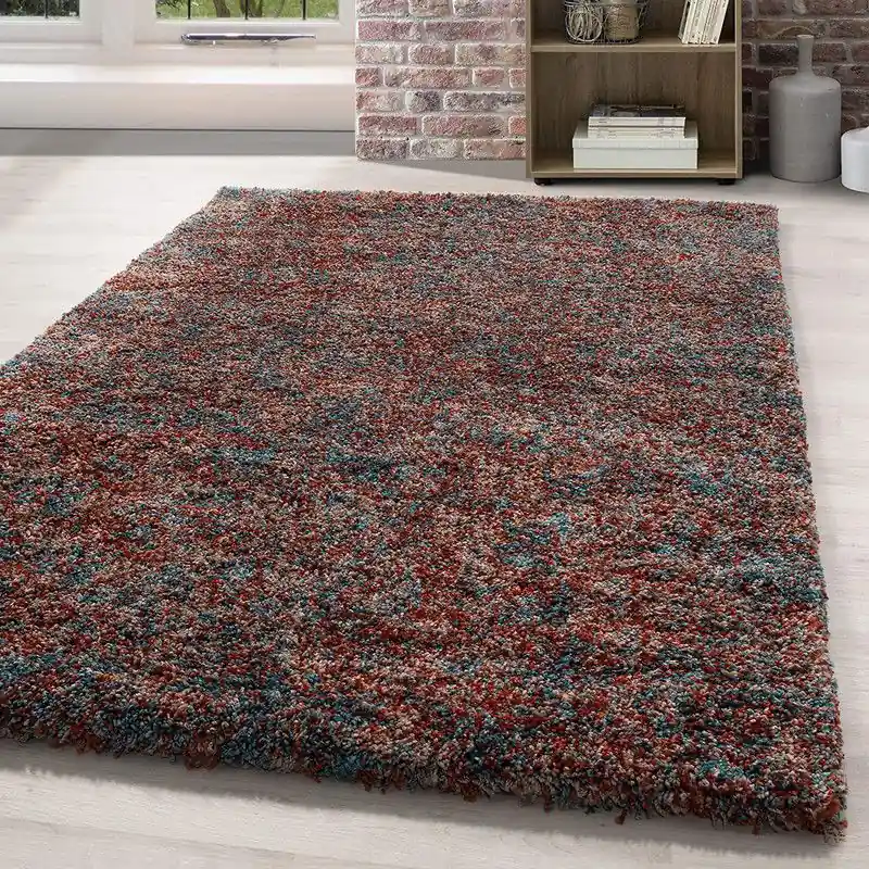 Lage Prijs Hoogpolig vloerkleed - Lorium gemeleerd terra/blauw/beige - 80 X 150 CM