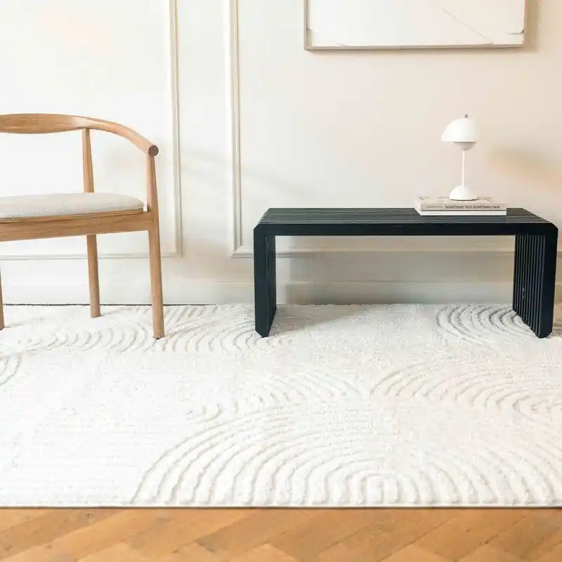 Finale Uitverkoop Scandinavisch vloerkleed Oskar creme/wit Wit; Creme - Polyester - 160 x 235 cm - (M)
