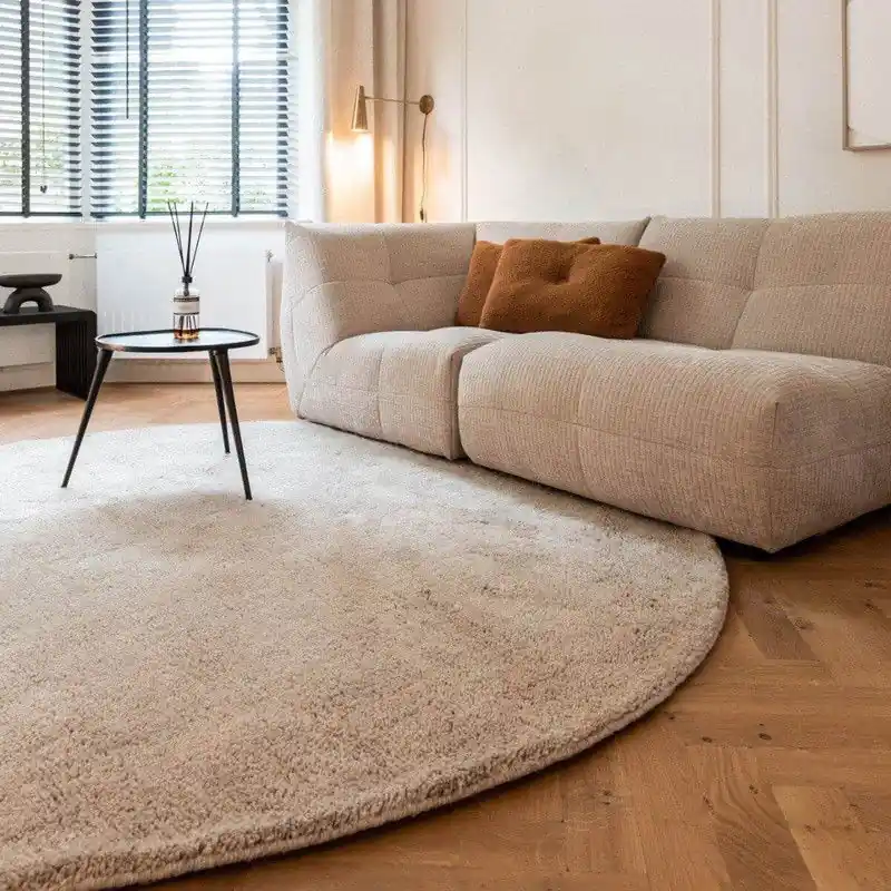 Korting Rond Berber Vloerkleed Beige Nador - Wol - Rond 200 Ø - (L)