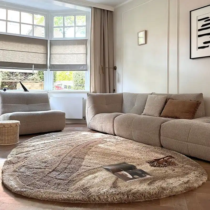 Hete Deal Organisch hoogpolig vloerkleed Odelia bruin/taupe - Interieur05 Bruin; Taupe - Polyester