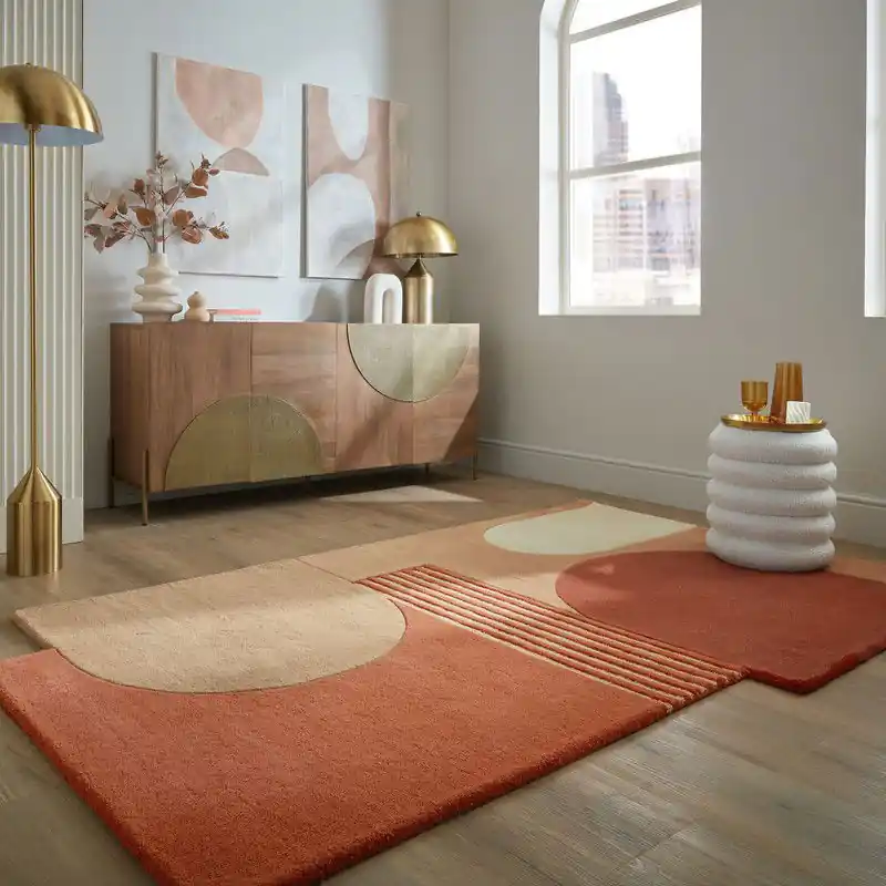 Superprijs Wollen vloerkleed Lozenge - Terracotta - 150x240 cm