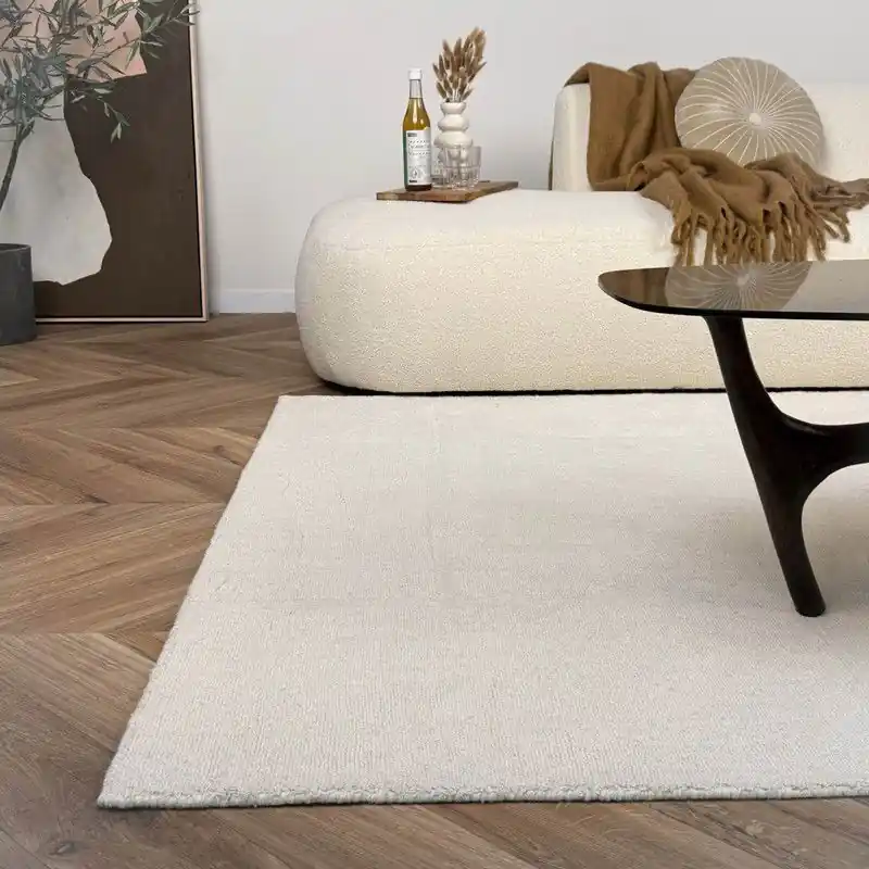 Wollen vloerkleed Twig ivoor/wit - Interieur05 Wit; Creme Gecertificeerd