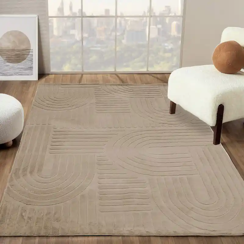 Japandi vloerkleed – Eve Taupe - 160x230 cm Hete Deal