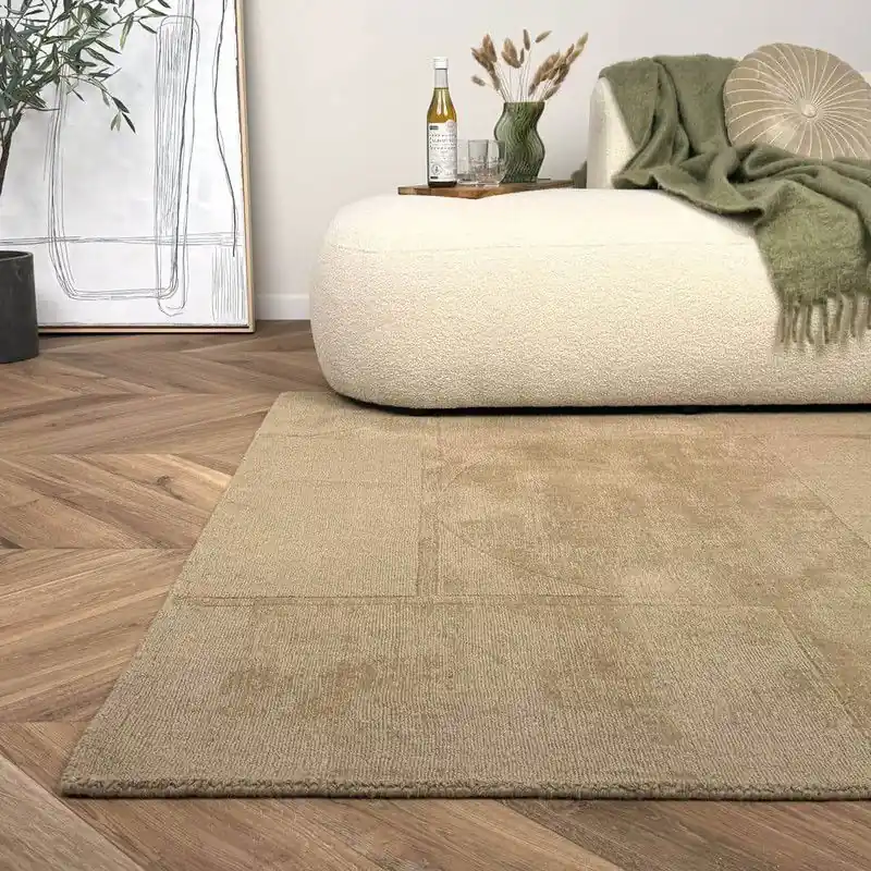 Wollen vloerkleed Twig beige/bruin - Interieur05 Beige; Bruin Budget