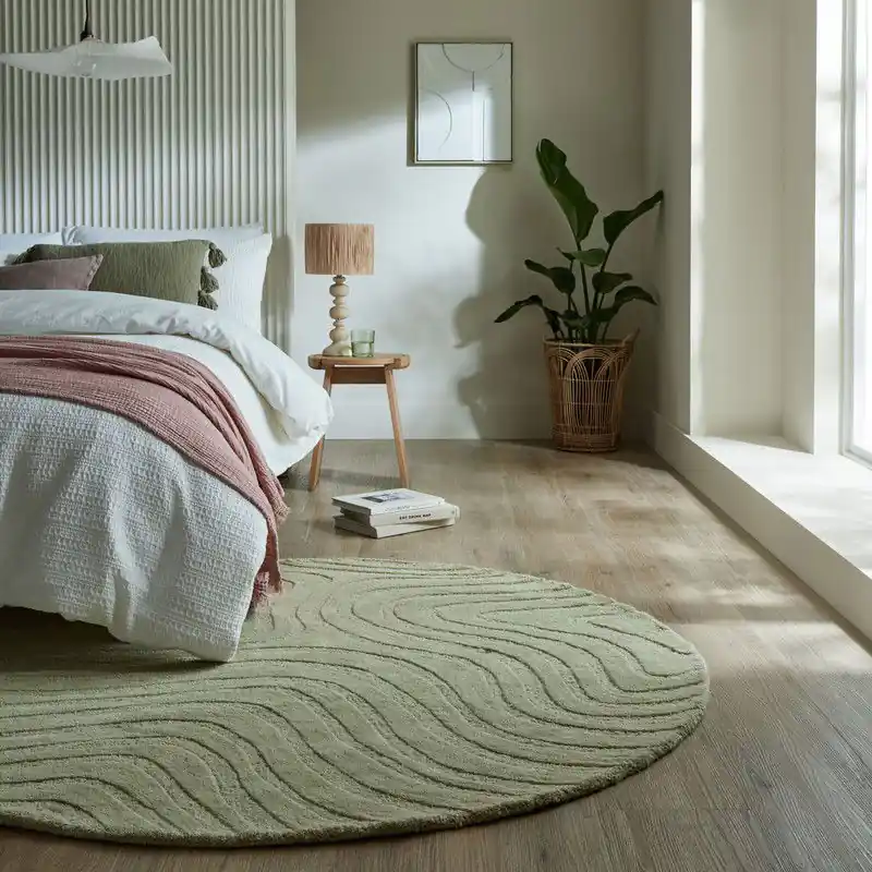 Rond Wollen Vloerkleed Mesmerize - Abstract - Sage / Groen - Ø 160 cm rond Must-Have