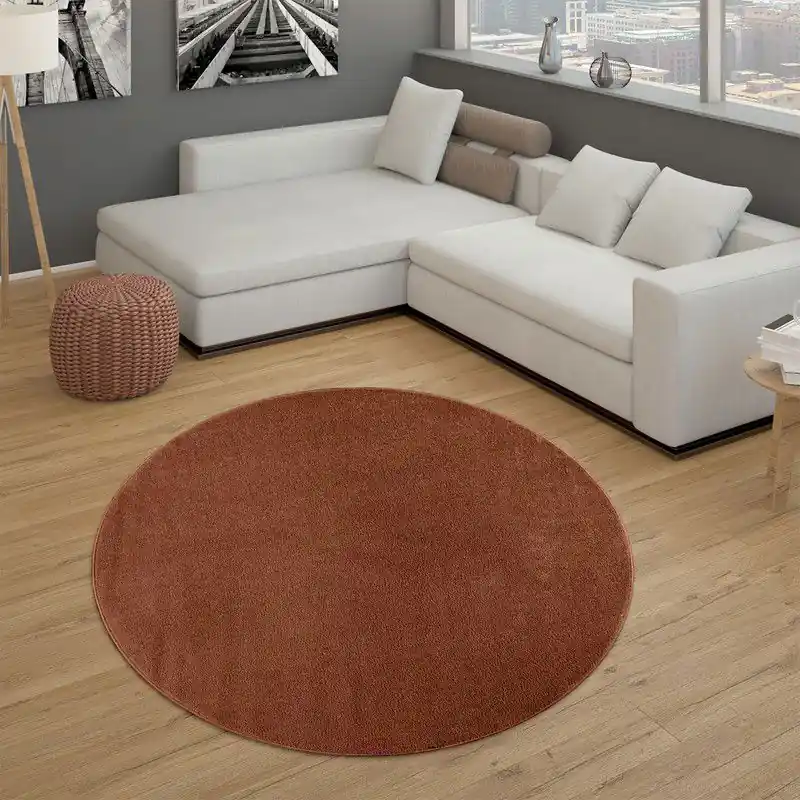 Aanbieding Laagpolig Effen Uni Vloerkleed Porera - Koper - 140x200 cm