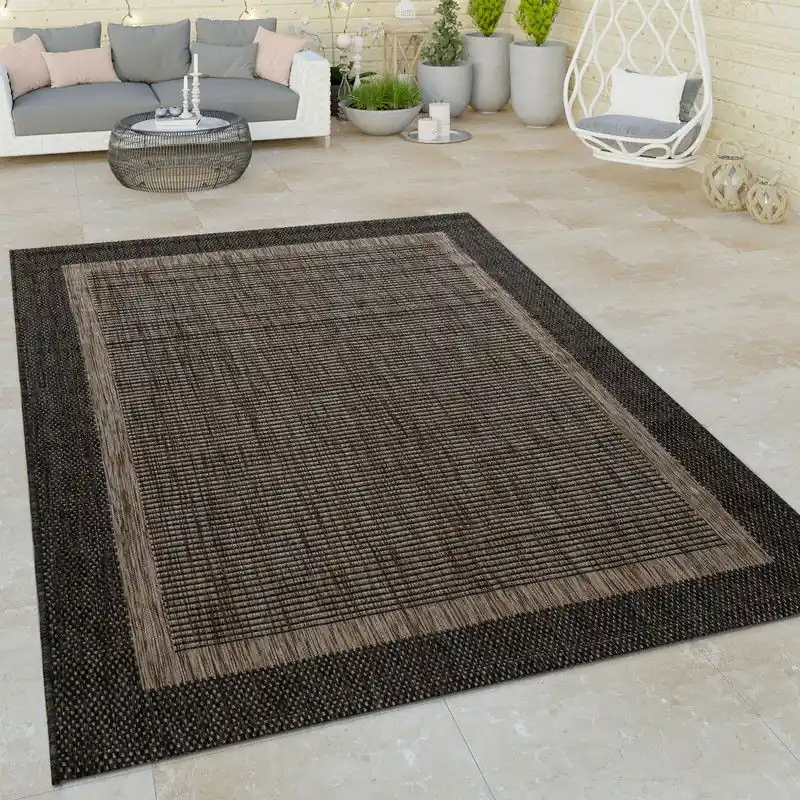 Modern Binnen & Buitenkleed - Vloerkleed Illica - Antraciet / Naturel - 200x280 cm