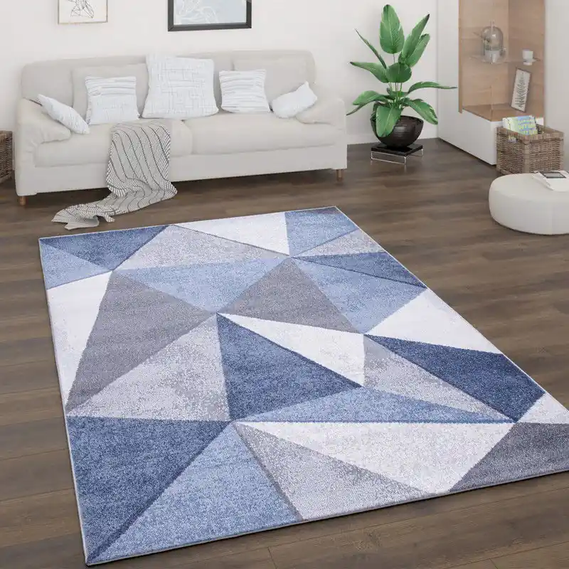 Nieuw Laagpolig Vloerkleed Bareta - Modern Geo - Blauw - 120x160 cm