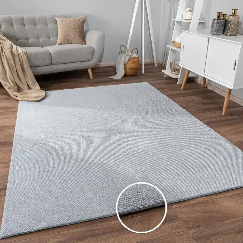 Plaats Bestelling Laagpolig Effen Vloerkleed Sevaria - Grijs - 160x220 cm