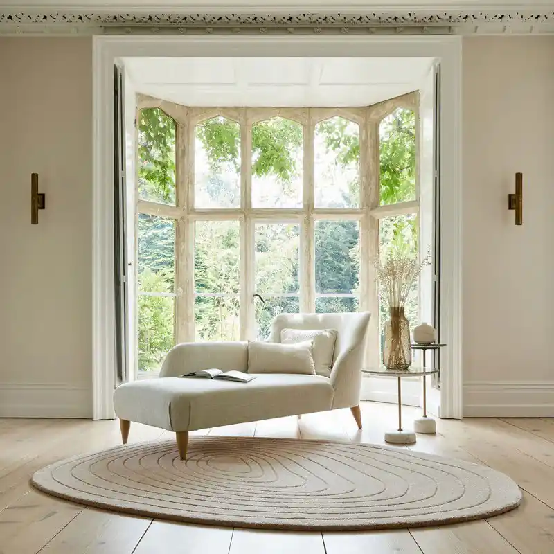Laagpolig Abstract Vloerkleed - Puddle Wool Ovaal - Naturel / Beige - 200x290 cm Origineel
