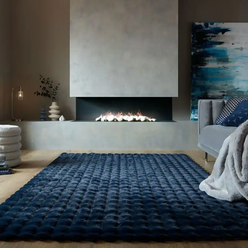 Exclusief Hoogpolig Vloerkleed - Waffle - Navy Blauw - 160 x 230 cm