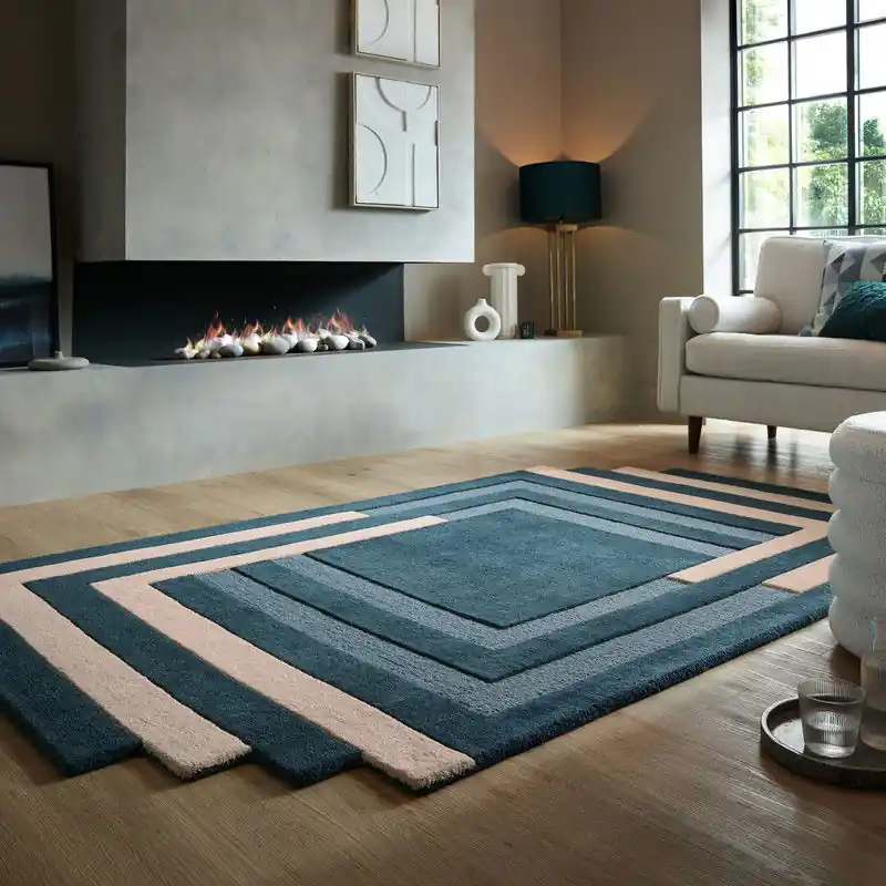 Beste Prijs Abstract vloerkleed - Labyrinth Blauw - 200 x 290 cm