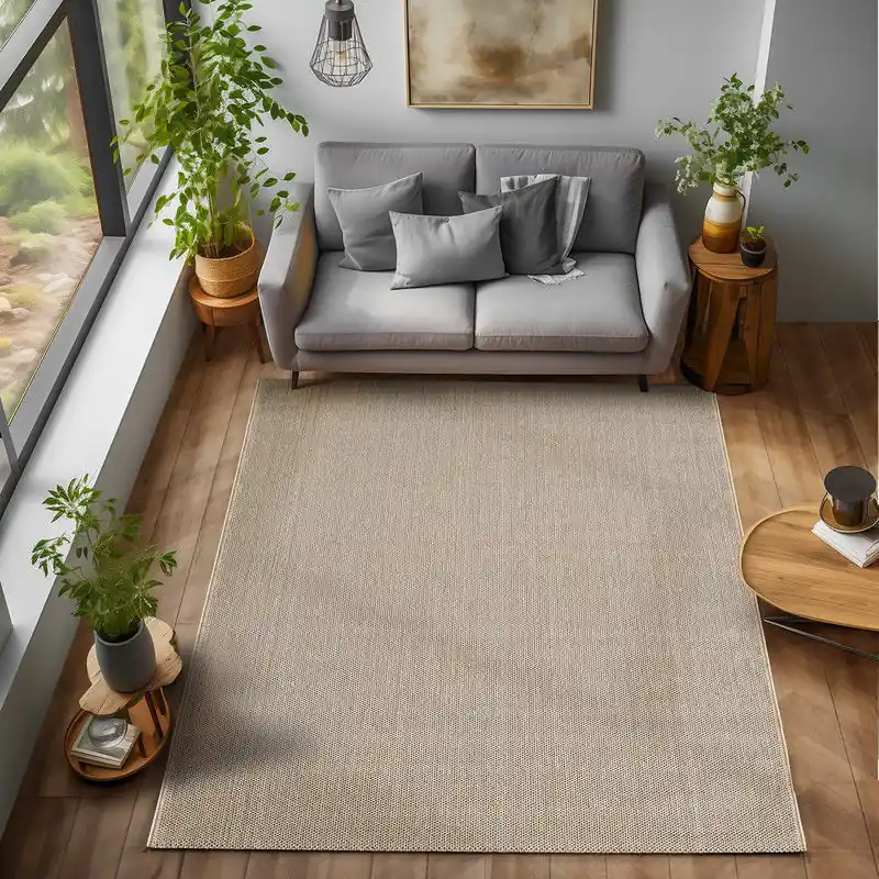 Laagpolig vloerkleed - Gevlochten - Handgeweven Look - Beige - 80x150 cm Geld-Terug-Garantie
