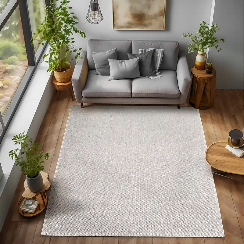 Laagpolig vloerkleed - Gevlochten - Handgeweven Look - Creme - 160x230 cm Luxe