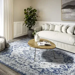 Snelle Levering Villeroy & Boch - laagpolig vintage vloerkleed Gabrielle - Creme / Blauw - 160x235 cm
