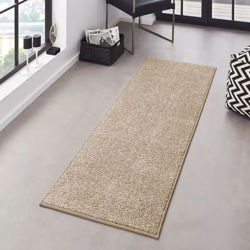 Loper Laagpolig Velours Vloerkleed - Designer Pure - Taupe / Creme - 80x400 cm Beperkt Aanbod
