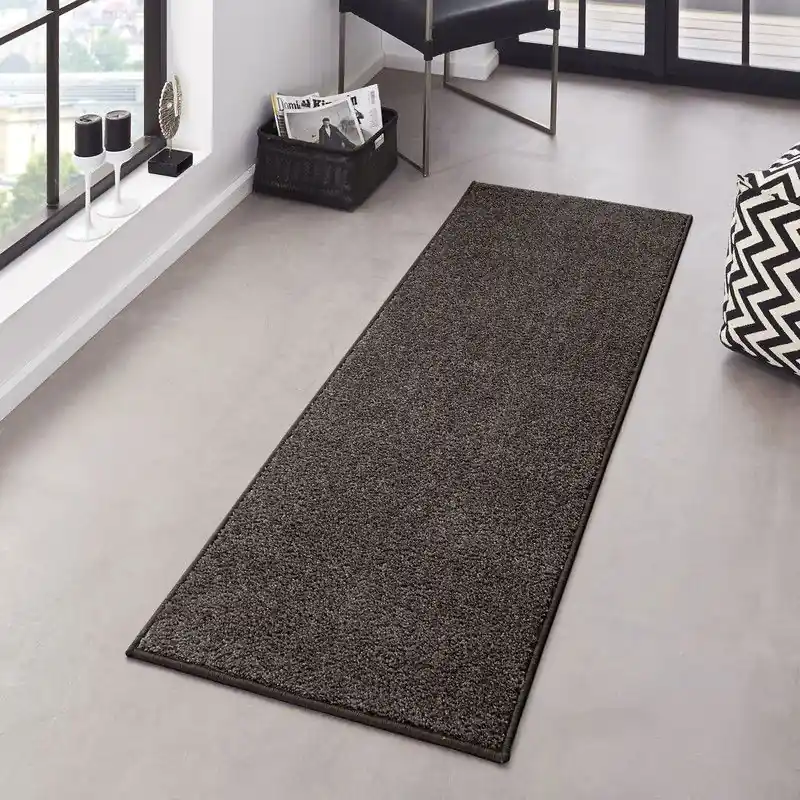 Loper Laagpolig Velours Vloerkleed - Designer Pure - Antraciet - 80x150 cm Koop Online